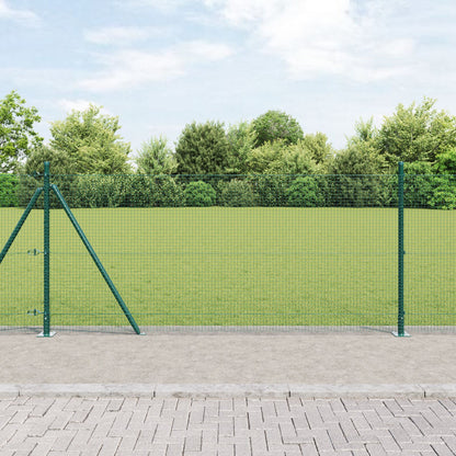 Geglitste Draad Omheining Met 13 Flanged Posts Groen 1X50 M Staal Gegalvaniseerd Staal