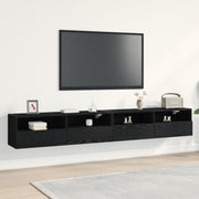 Tv-meubel 2 stuks zwart eiken 100x30x30 cm