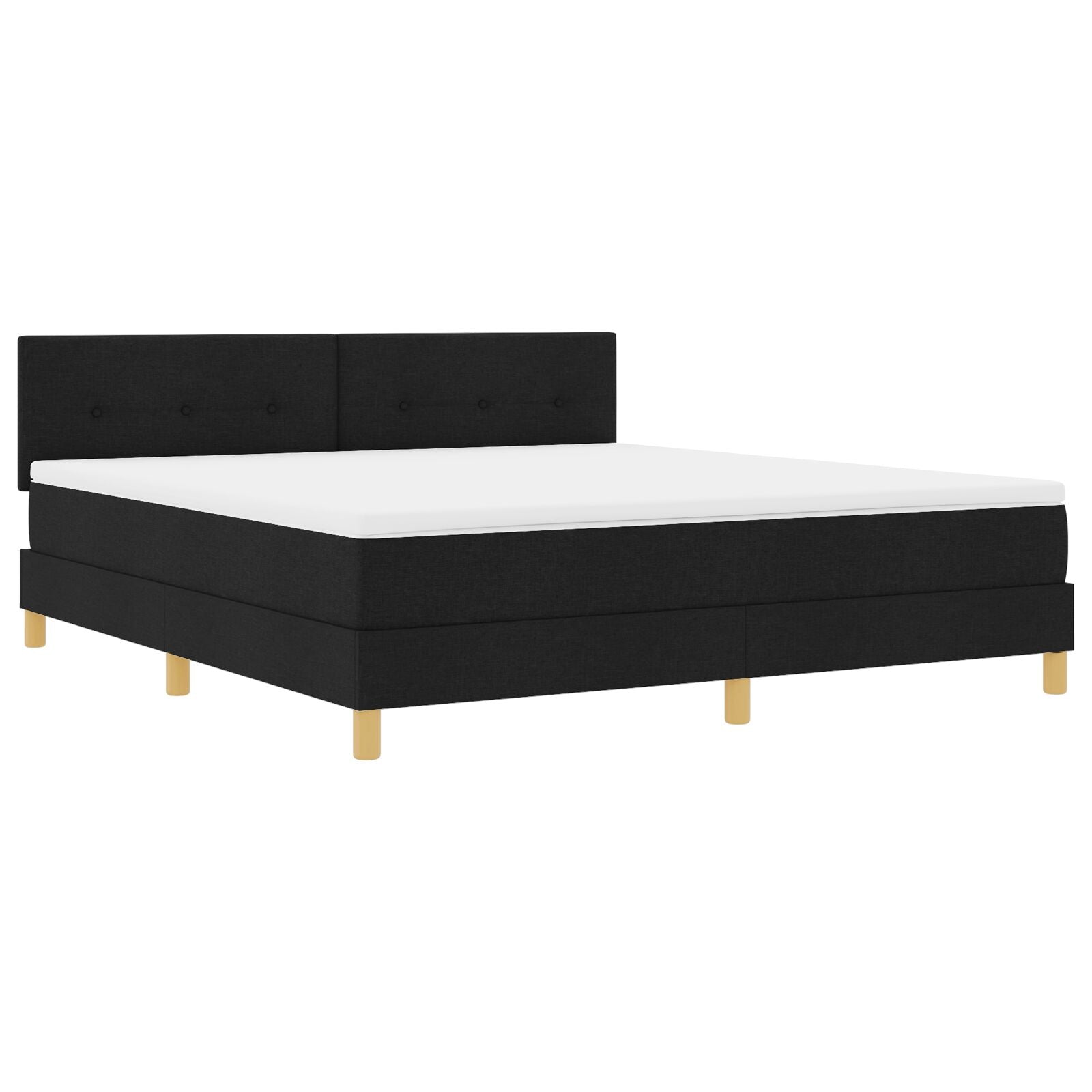 Boxspring Bed Met Matras Stof Zwart 180 x 200 cm Met knopen