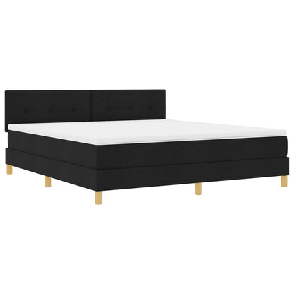 Boxspring Bed Met Matras Stof Zwart 180 x 200 cm Met knopen