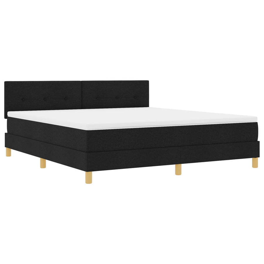 Boxspring Bed Met Matras Stof Zwart 180 x 200 cm Met knopen