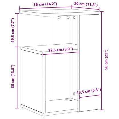 Bijzettafel 36X30X56 Cm Bewerkt Hout Zwart eiken