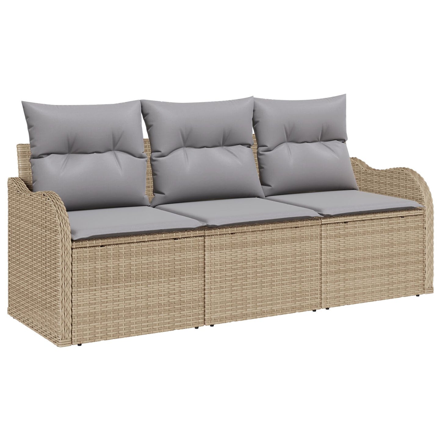 3-Delige Tuin Sofa Set Met Kussens Beige Poly Rattan
