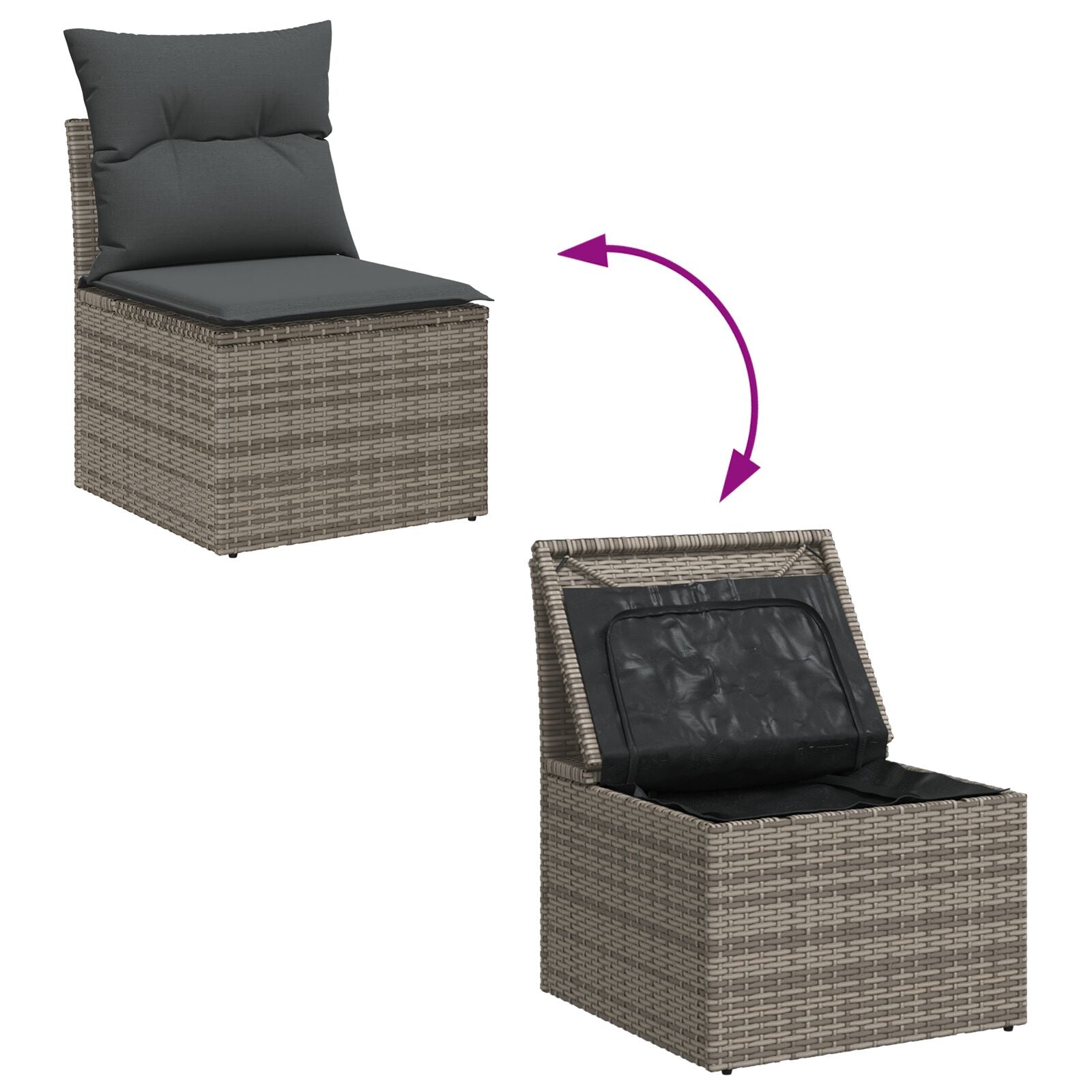 7-Delige Tuinsalon Set Met Kussens Grijs Poly Rattan Wit