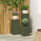 Plantenstandaard set 3 stuks olijfgroen staal