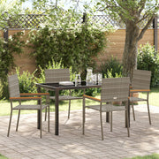 Tuin eettafelset poly rattan grijs 5-delig