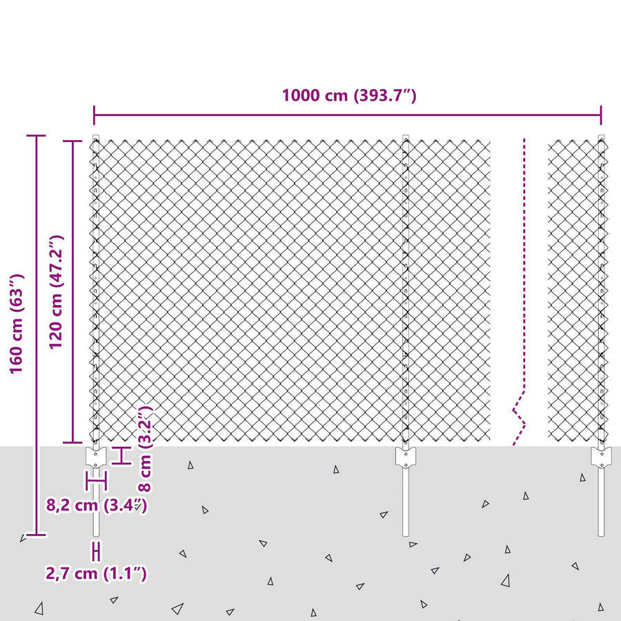Kettinglinkhek Met 20 U-Posten Zilver 1,2X10 M Staal