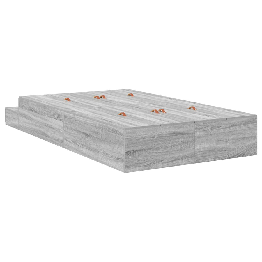 Opbergbedframe Grijs Sonoma 120X200 Cm Artisanaal Eiken