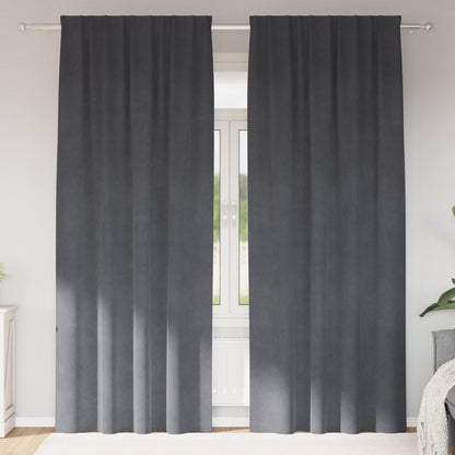 Blackout Gordijnen Met Topband 2 Stuks Velvet Super Lichtgrijs 140 x 245 cm met genaaide tape