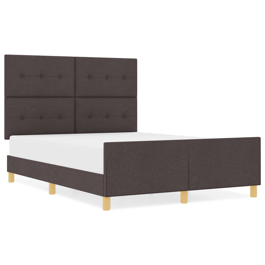Bed Frame Donkerbruin 140X190 Cm Stof Crème