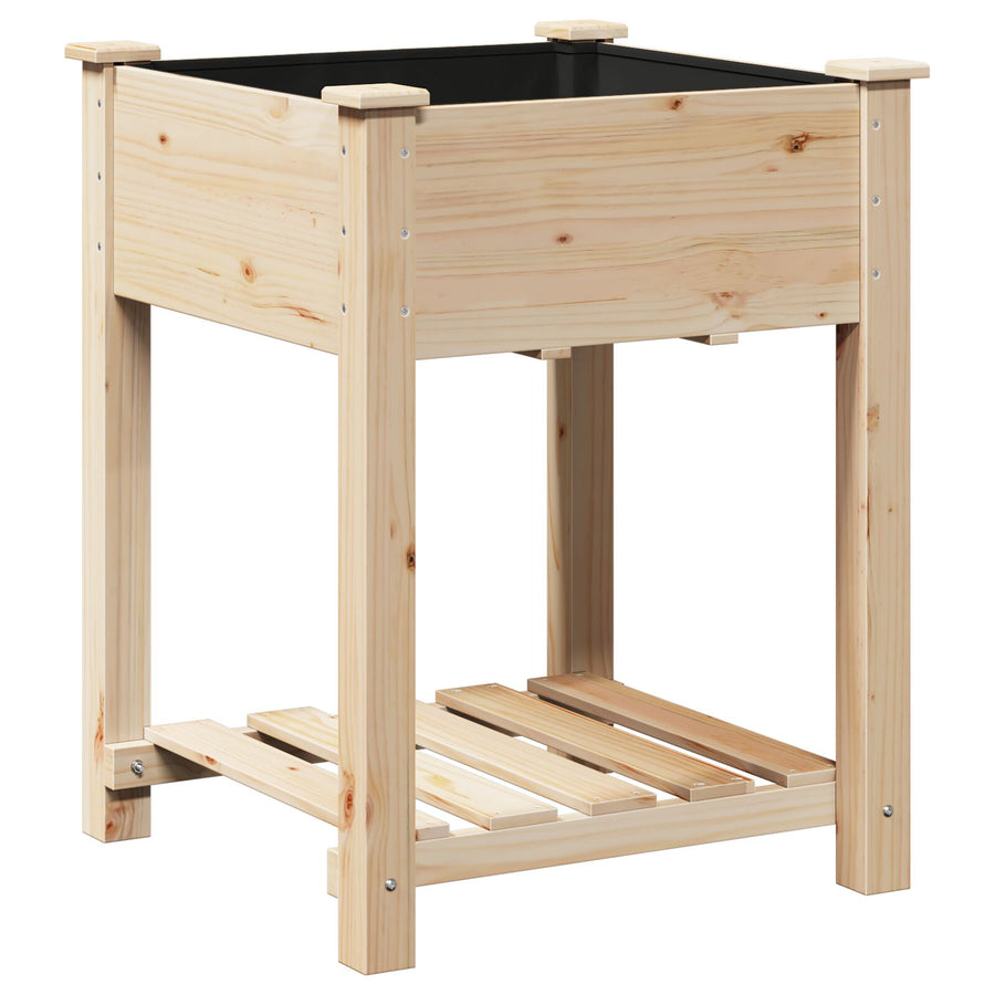 Tuinplanter Met Plank 60X60X76 Cm Massief Vurenhout 60.5 x 60 x 76.5 cm