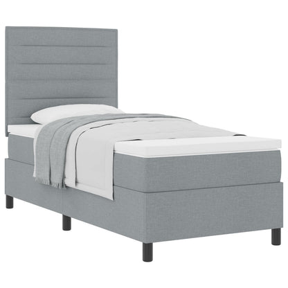Boxspringbed Met Matras Stof Lichtgrijs 100 x 200 cm Lijnen ontwerp
