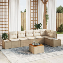 7 Delig Tuinbankstel Met Kussens Beige Poly Rattan Acacia