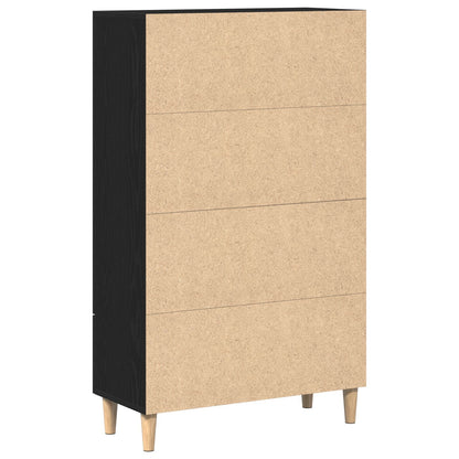 Highboard In Zwart Eiken, 70X31X115 Cm, Gemaakt Van Bewerkt Hout