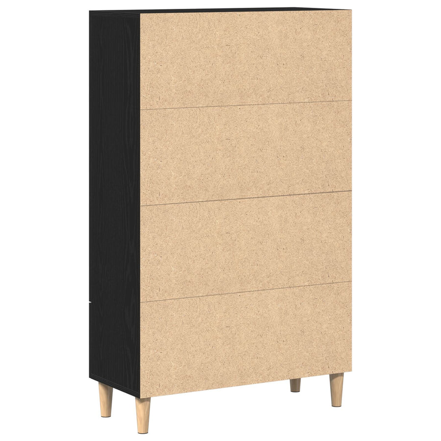 Highboard In Zwart Eiken, 70X31X115 Cm, Gemaakt Van Bewerkt Hout