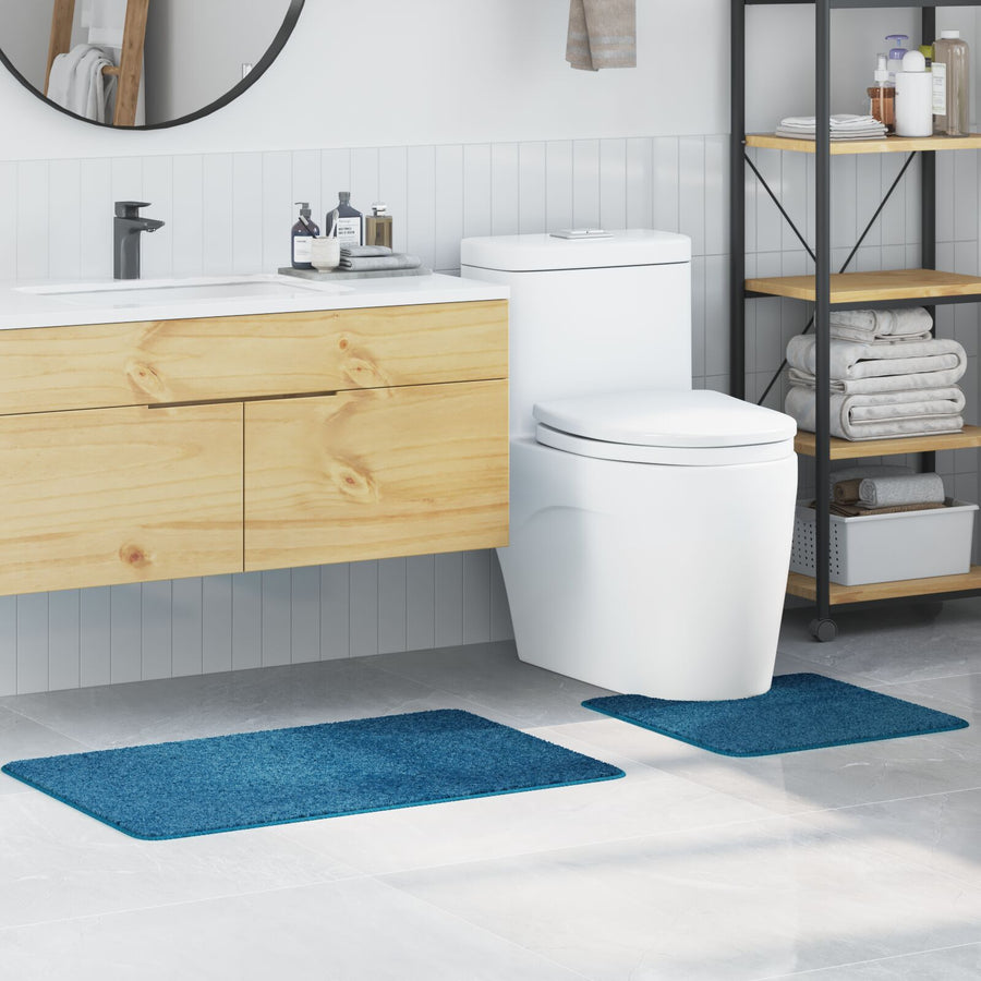 2-Delige Badmatset Polypropyleen Antislip Blauw