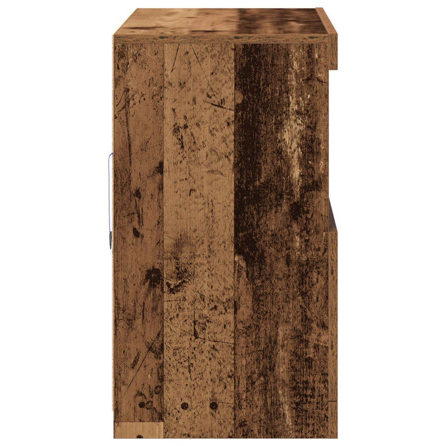 Buffetkast Met Led Verlichting 81X37X67 Cm Oud hout