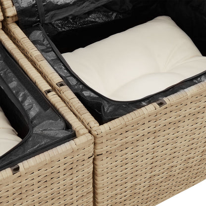 Tuin Sofa Set Set Van 7 Beige Riet, Polyester, Schuim