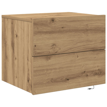 Bedside Cabinets Met Led Lichten Wandgemonteerd 2 Stuks Artisan Eiken Ambachtelijk eiken