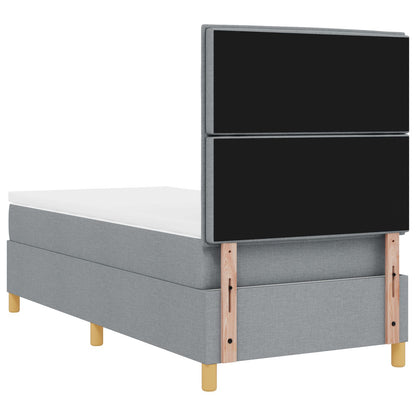 Boxspring Bed Met Matras Lichtgrijs 100X200 Cm Stof Blauw