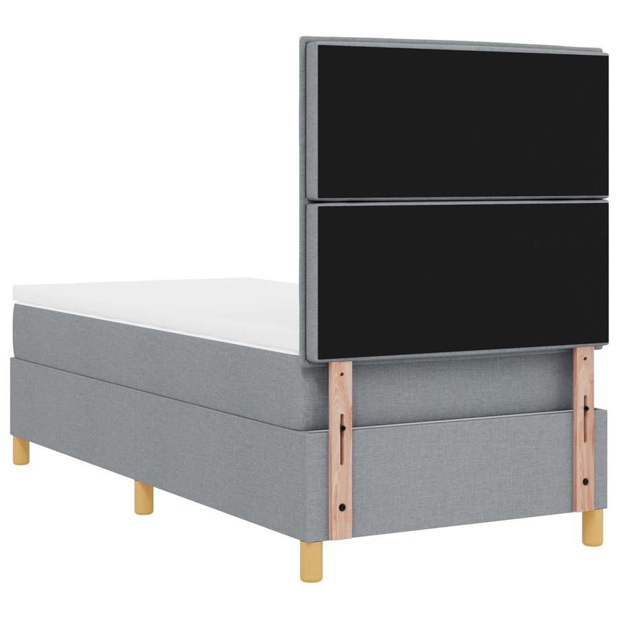 Boxspring Bed Met Matras Lichtgrijs 100X200 Cm Stof Blauw
