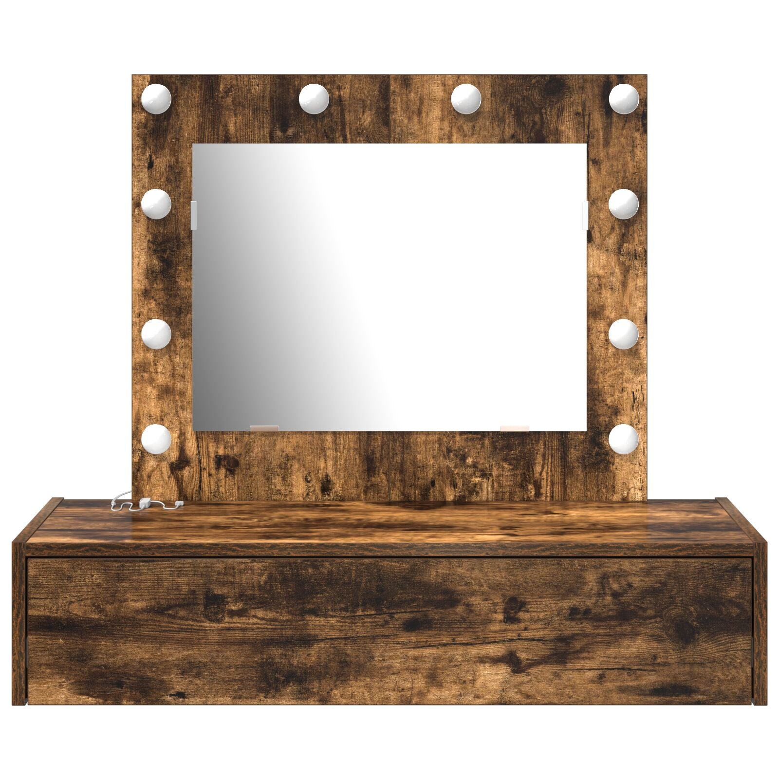 Wandkaptafel Verlichting 83 x 40 x 70 cm Gerookt eiken met LED