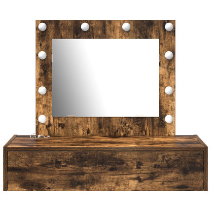 Wandkaptafel Verlichting 83 x 40 x 70 cm Gerookt eiken met LED