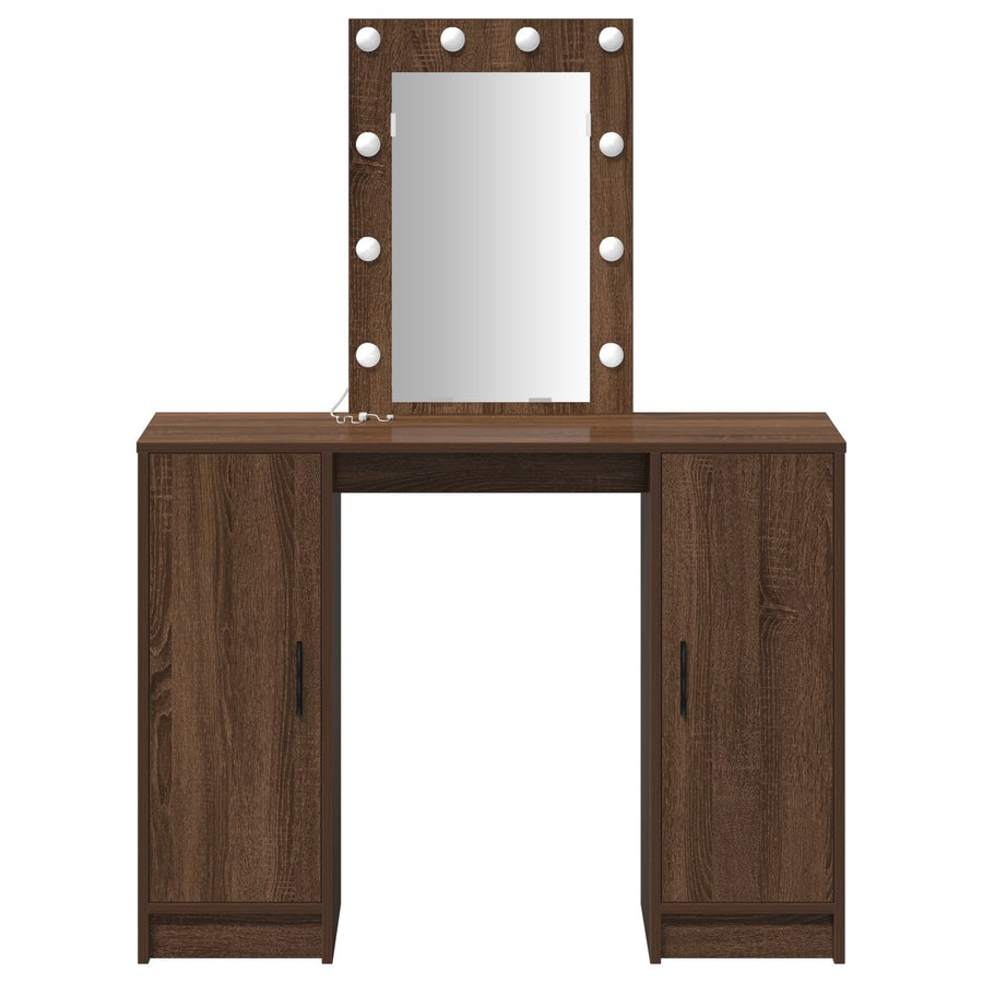 Kaptafel Met Led-Lampen Bruin Eiken 102X33X135 Cm Bruine eiken
