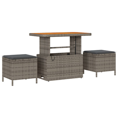 8-Piece Tuin Sofa Set Met Kussens Grijs Poly Rattan Acacia, 3-Piece Tuin Eet Set Met Kussens Grijs Poly Rattan Acacia Wit