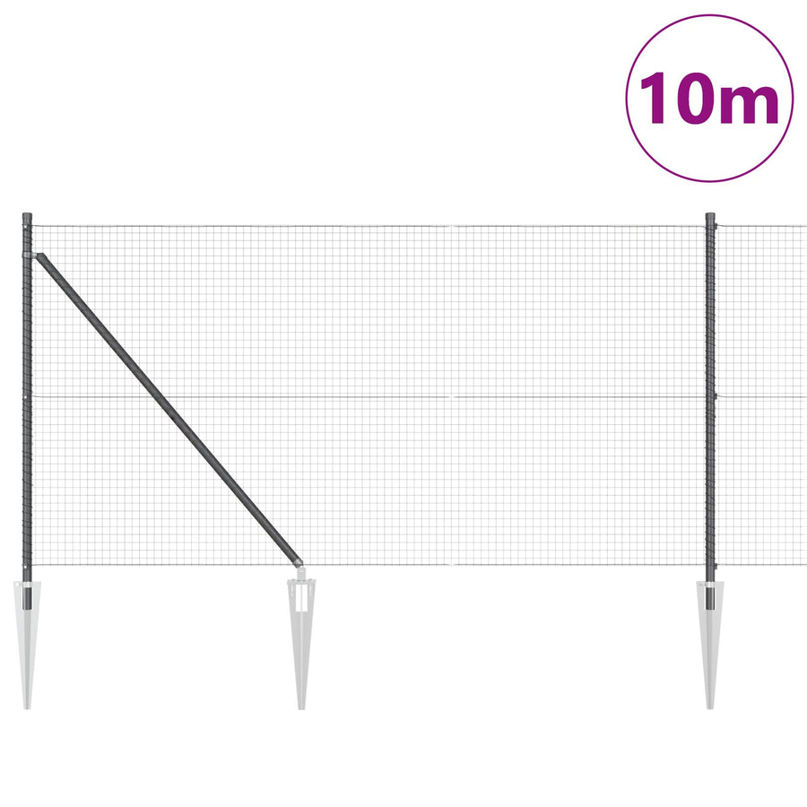 Metalen Hekpaalset Set Van 2 Grijs Metaal 10 X 1 M Stevig Gegalvaniseerd Staal