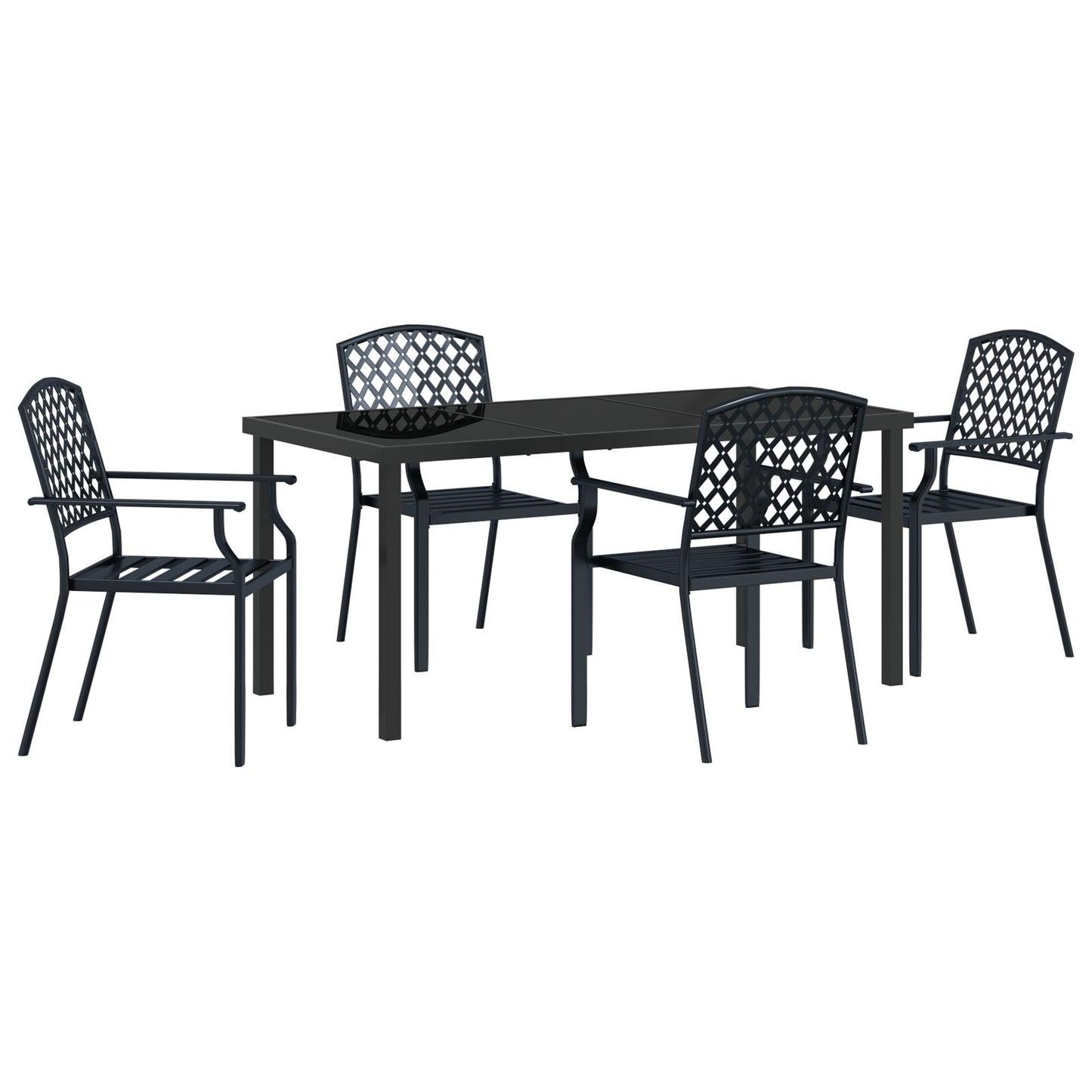 5 Delige Tuin Eetset Anthraciet Staal