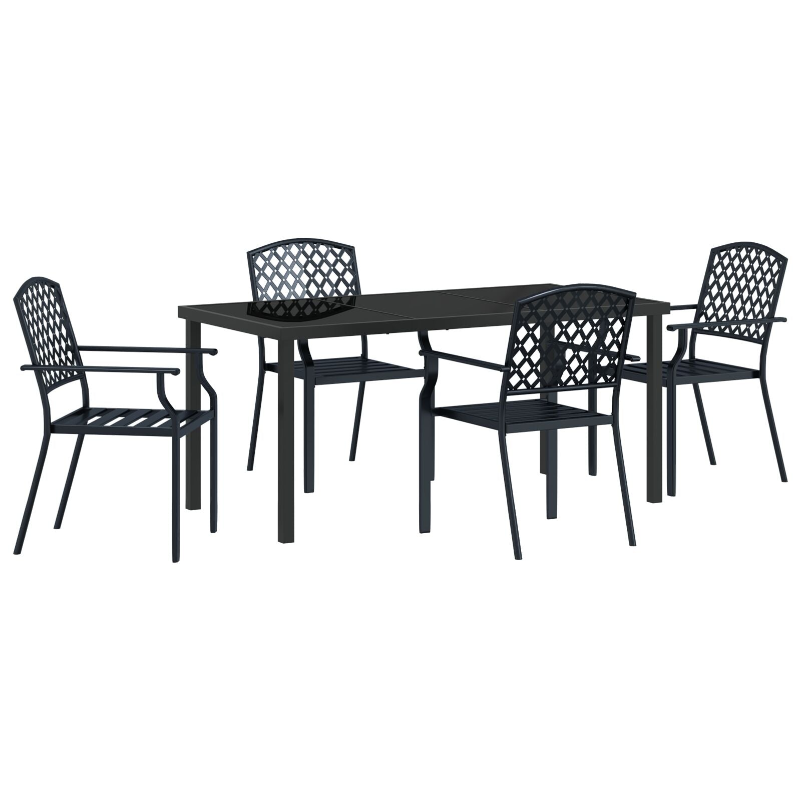 5 Delige Tuin Eetset Anthraciet Staal