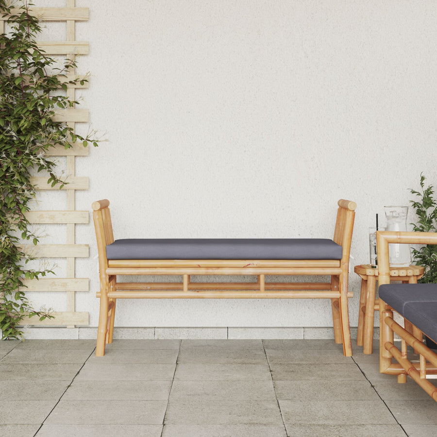 Tuinbank Met Kussen 110 Cm Van Bamboe Donkergrijs