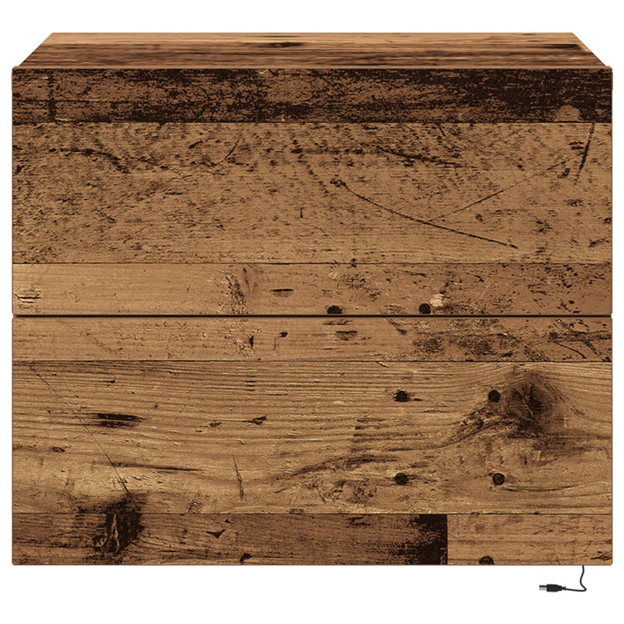 Nachtkastjes Met Led-Verlichting 2 Stuks Wandgemonteerd Oud Hout Oude hout