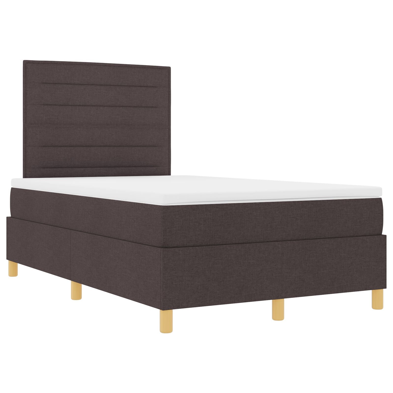 Boxspring Bed Met Matras Donkerbruin 120X200 Cm Stof Blauw