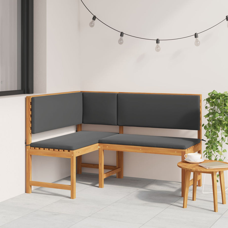 Hoekbank Voor In De Tuin Met Kussens 140X100X91 Cm Massief Acaciahout Anthraciet L-vormige bank