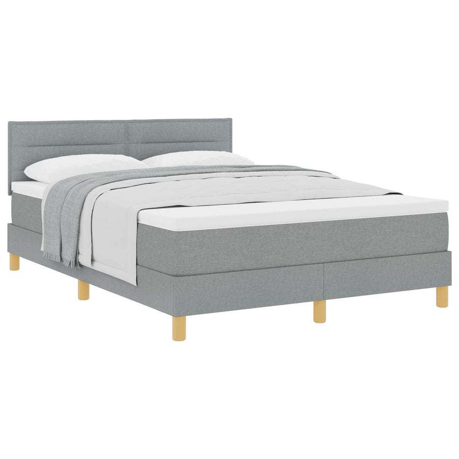Boxspringbed Met Matras Stof Lichtgrijs 160 x 200 cm Lijnen ontwerp