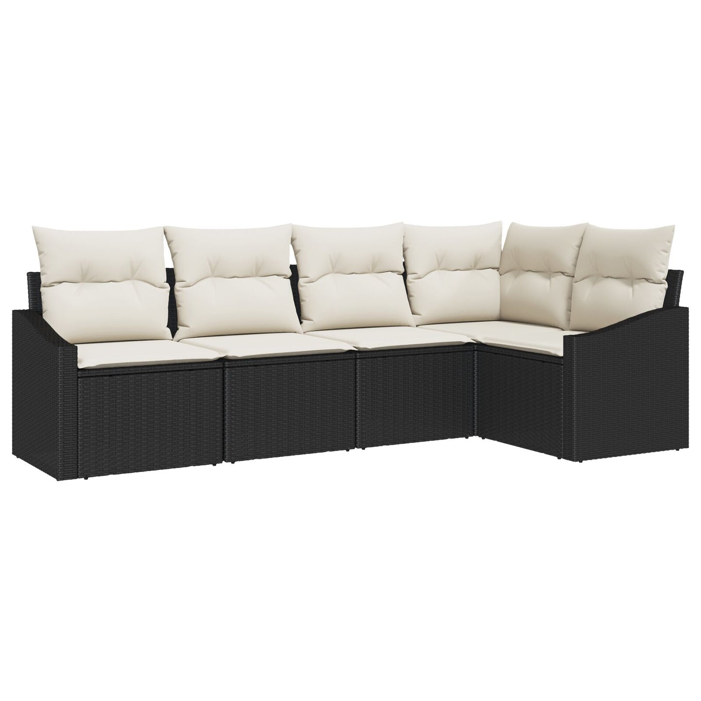 5-Delige Tuin Sofa Set Met Kussens Poly Riet Zwart en crème zonder tafel