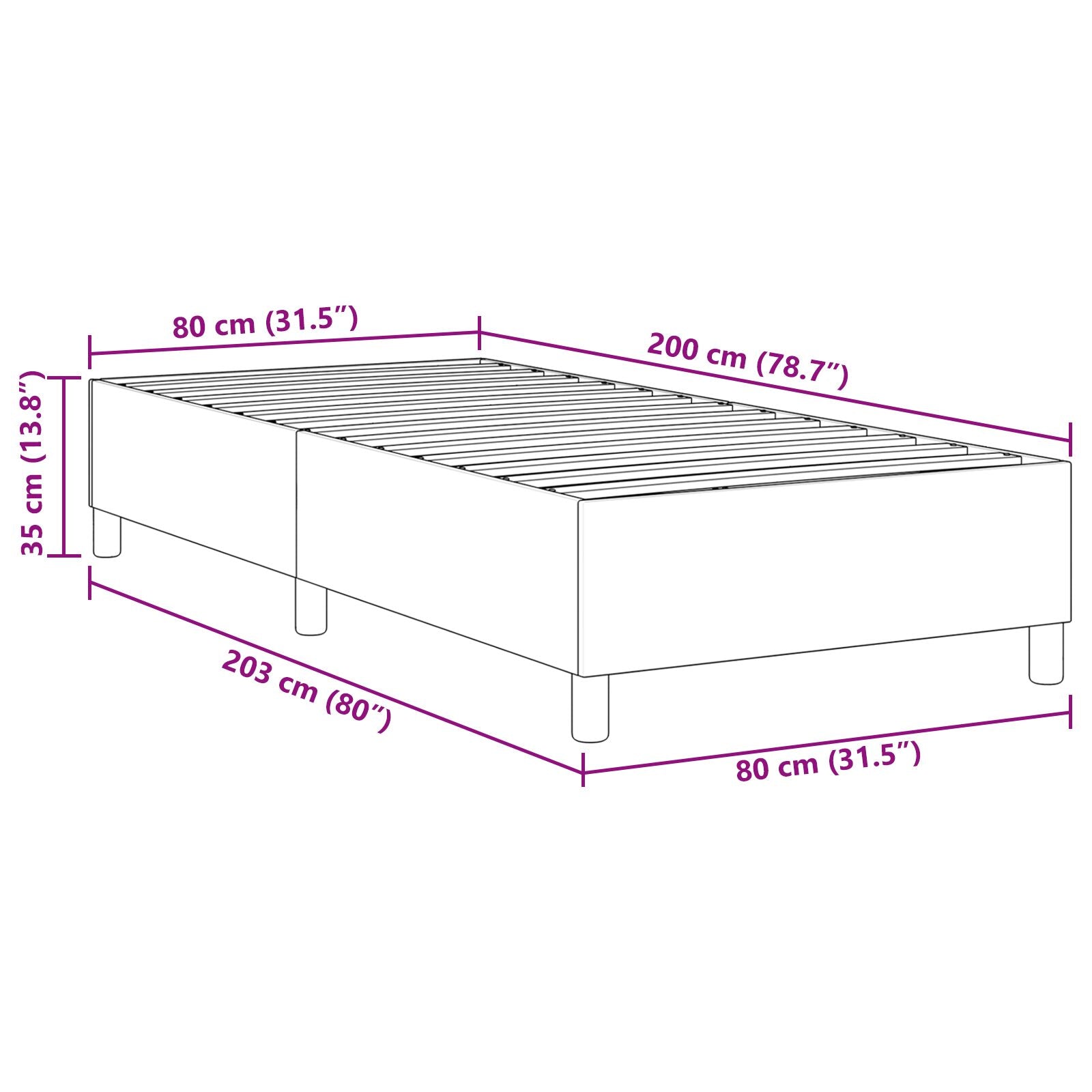 Boxspring Bed Corduroy Stof Crème 80 x 200 cm