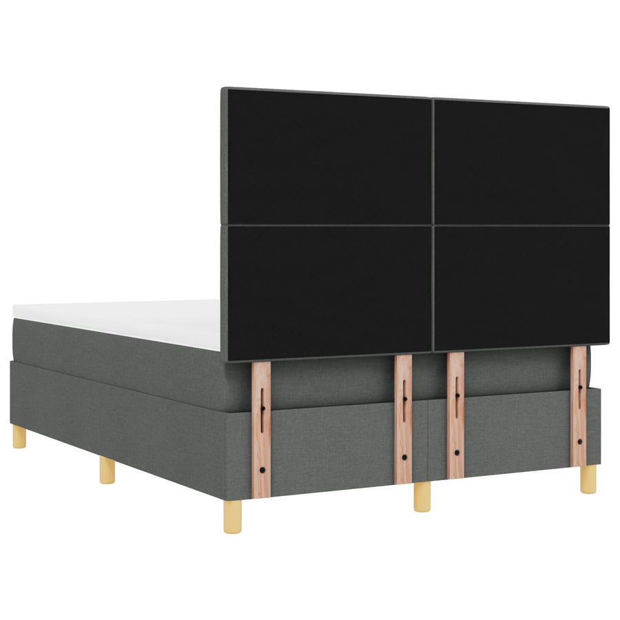 Boxspringbed Met Matras Donkergrijs 140X190 Cm Stof Blauw
