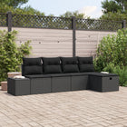 Poly rattan sofa set with 6 cushions