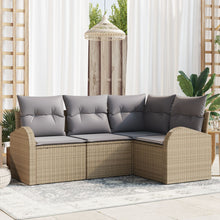 4-Delige Tuin Sofa Set Met Kussens Poly Rattan Beige en grijs zonder tafel