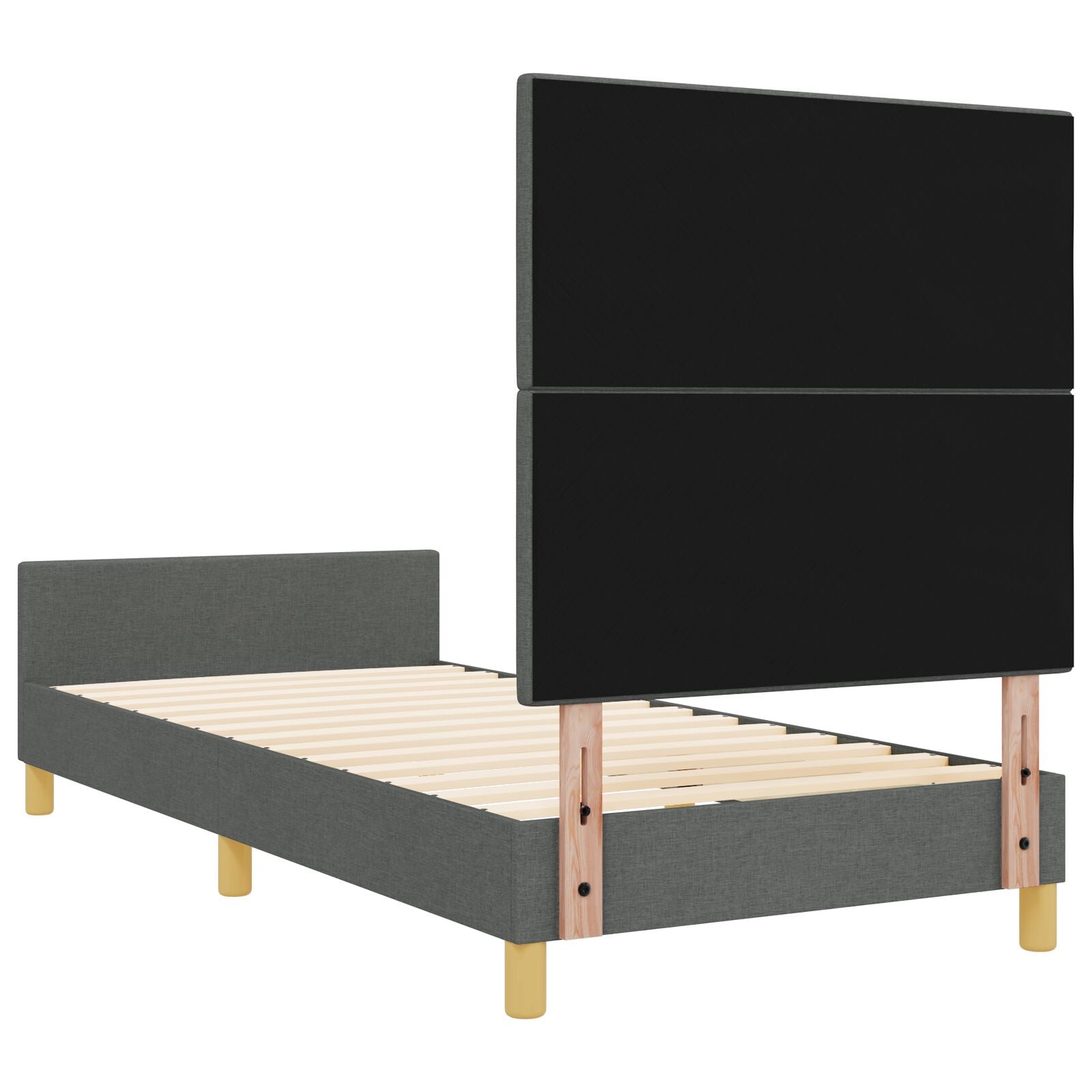 Bedframe Donkergrijs 80X200 Cm Stof Crème