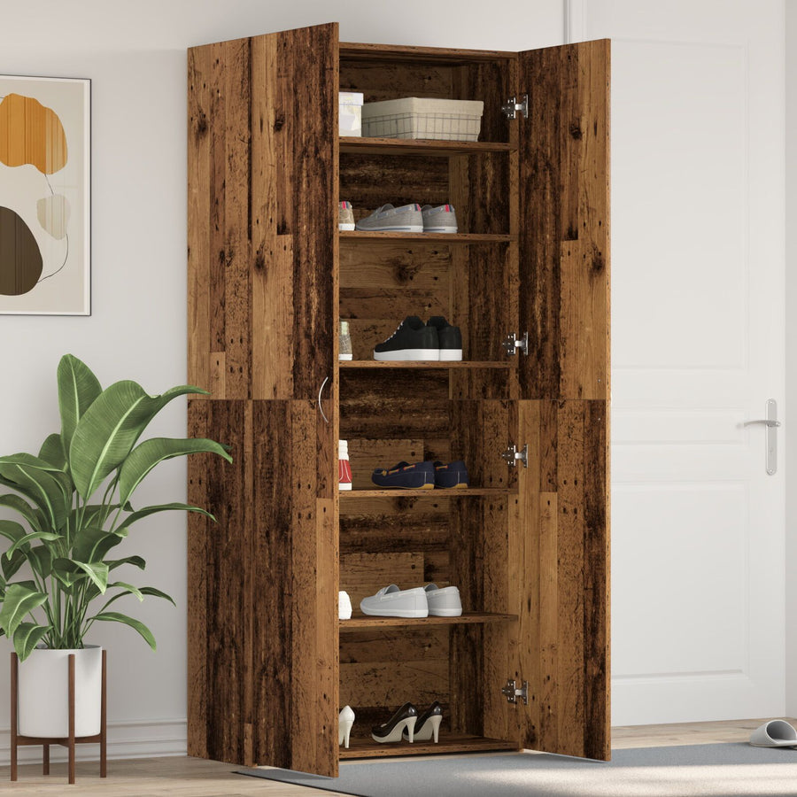 Schoenkast Oude Hout Massief Gerecycled Hout Schoenrek