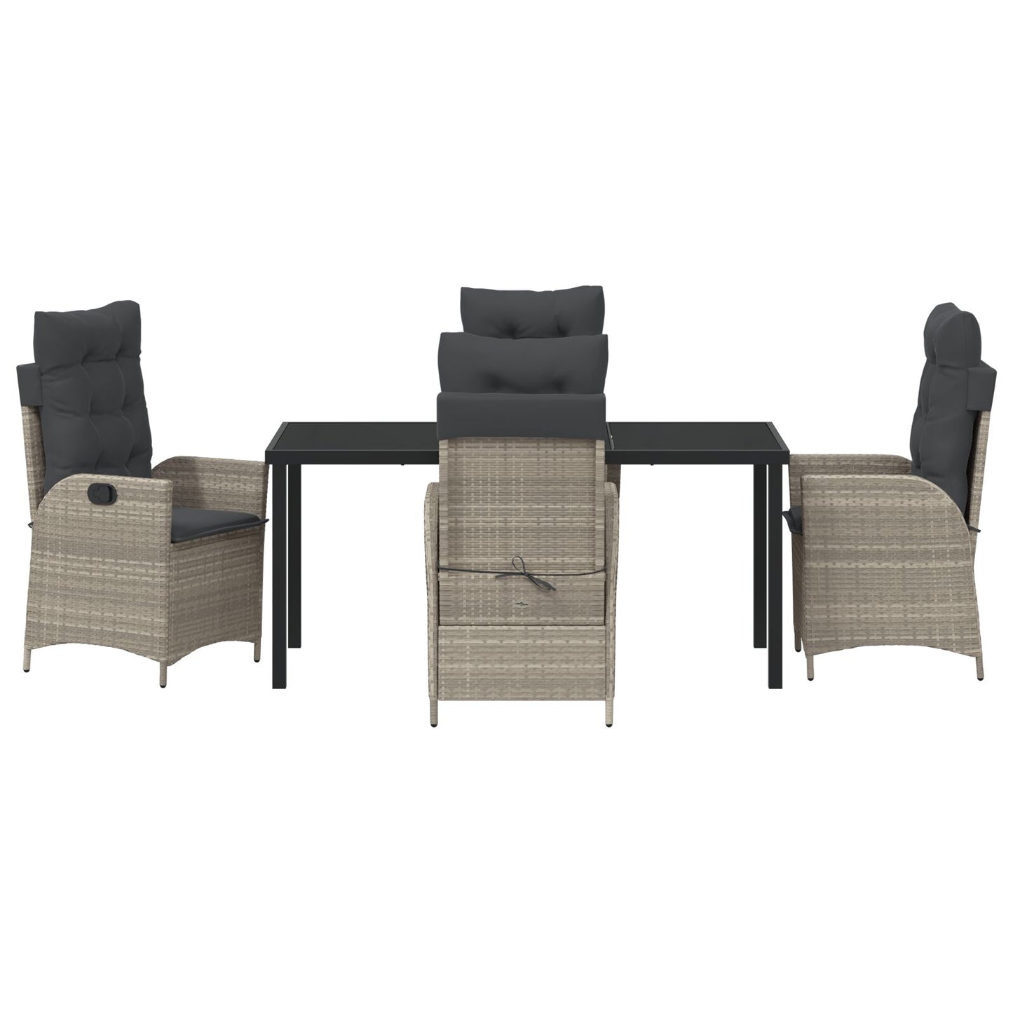 5-Delig Tuin Eetset Met Kussens Lichtgrijs Poly Rattan