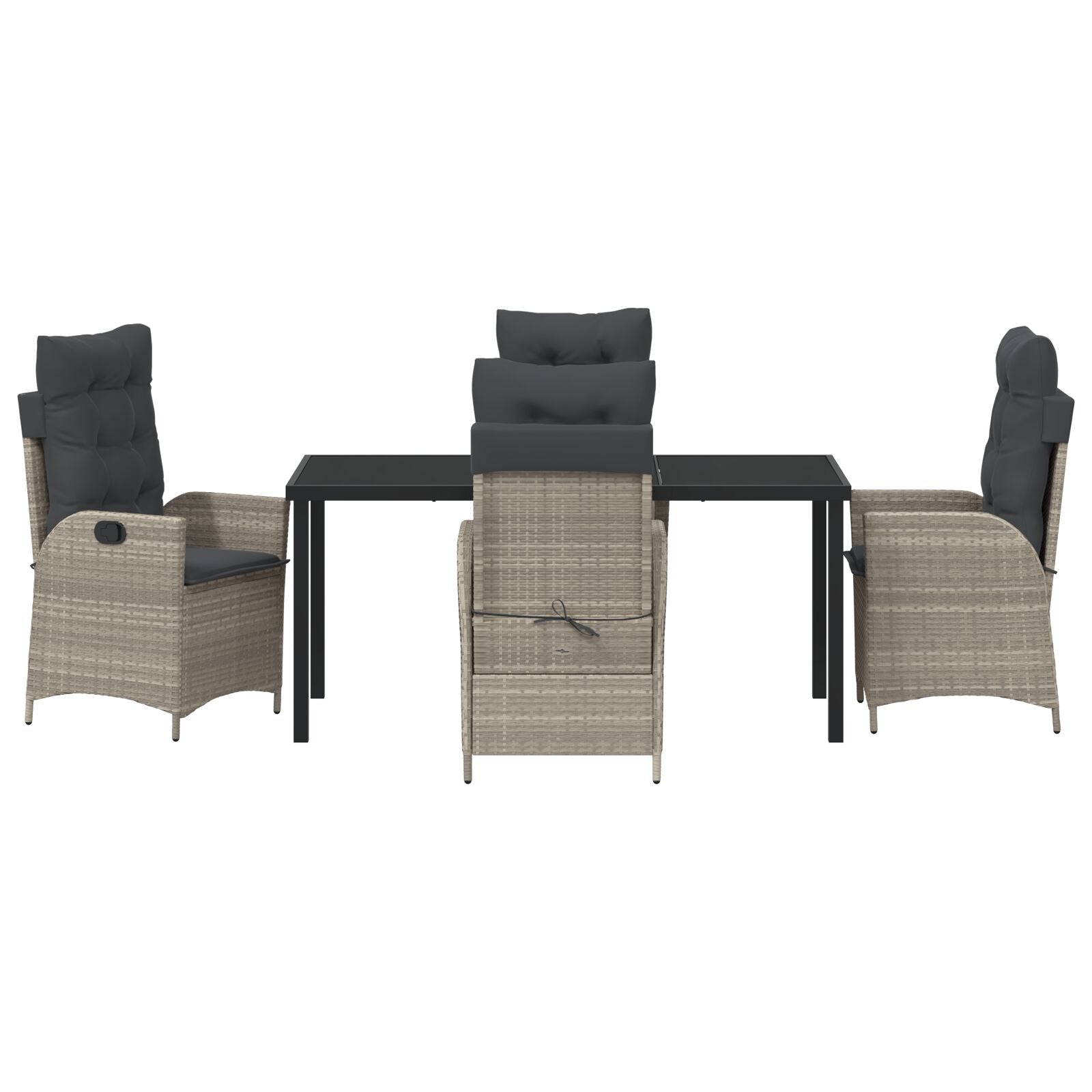 5-Delig Tuin Eetset Met Kussens Lichtgrijs Poly Rattan