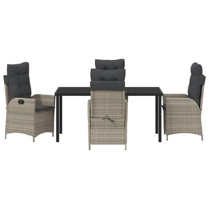 5-Delig Tuin Eetset Met Kussens Lichtgrijs Poly Rattan