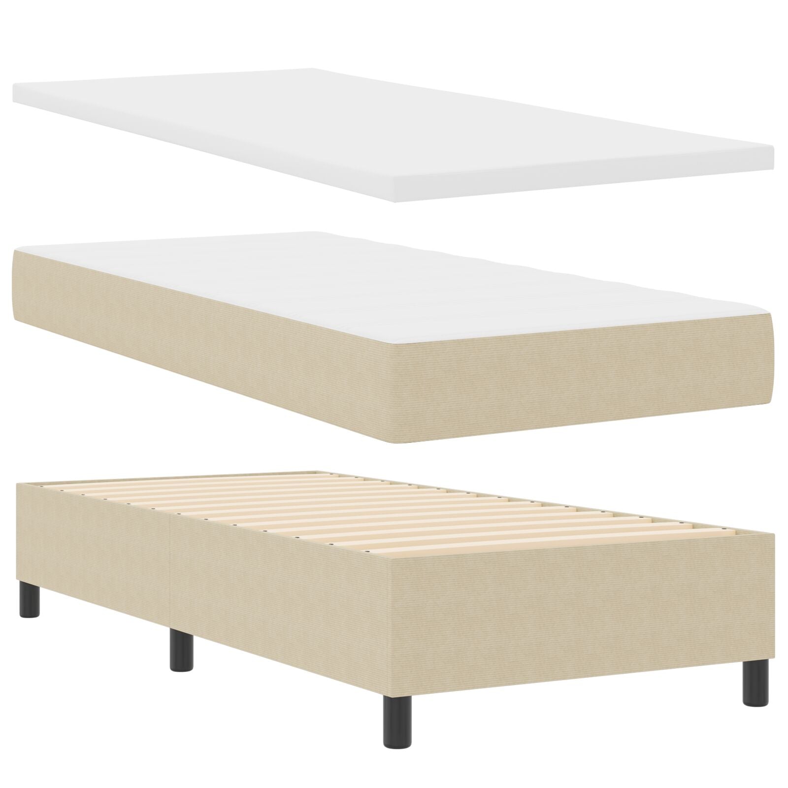 Boxspringbed Met Matras Lichtbeige 80X200 Cm Corduroy Stof