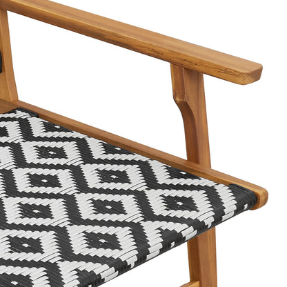 Tuinstoelen Met Tafel 3-Delige Set Zwart En Wit Massief Acaciahout Zwart-wit 2x stoel + tafel