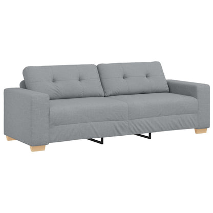 3-Delige Sofa Set Met Kussens Stof Lichtgrijs